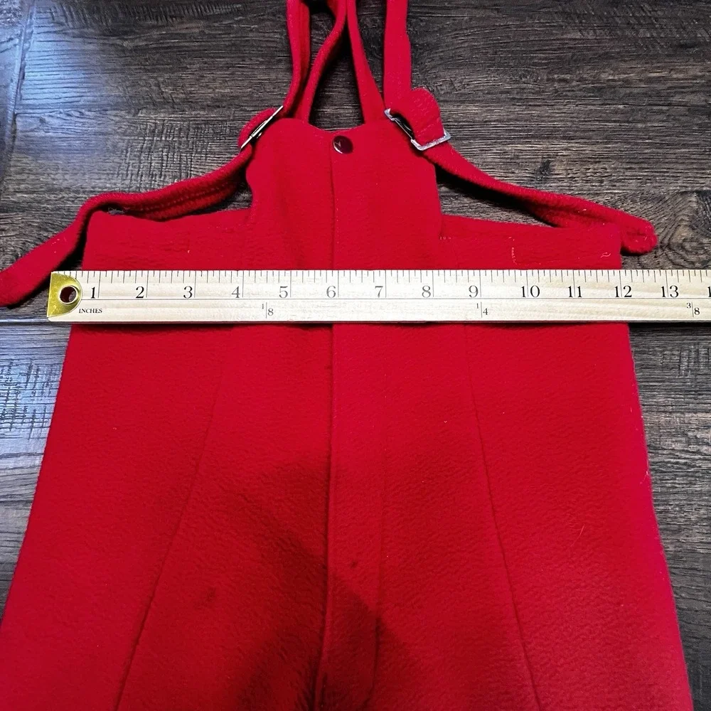 Vintage Suspender Pants Red Wool Leather Stirrups Boys Girls 2-3 Snow Riding 50s